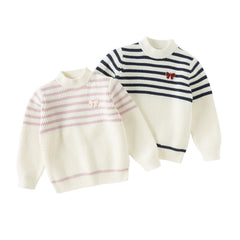 Dave&Bella Kids Girls Winter Sweet Striped Turtle Long-sleeved Pullover Sweaters Tops