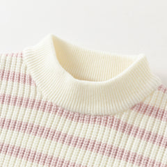 Dave&Bella Kids Girls Winter Sweet Striped Turtle Long-sleeved Pullover Sweaters Tops