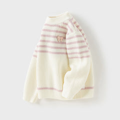 Dave&Bella Kids Girls Winter Sweet Striped Turtle Long-sleeved Pullover Sweaters Tops