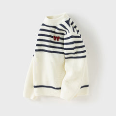 Dave&Bella Kids Girls Winter Sweet Striped Turtle Long-sleeved Pullover Sweaters Tops