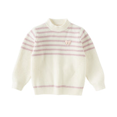 Dave&Bella Kids Girls Winter Sweet Striped Turtle Long-sleeved Pullover Sweaters Tops