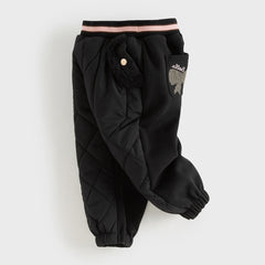 Dave&Bella Toddler Girls Sweet Black/Purple Outdoor Cozy Padded Loose Pants