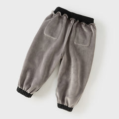 Dave&Bella Toddler Girls Sweet Black/Purple Outdoor Cozy Padded Loose Pants