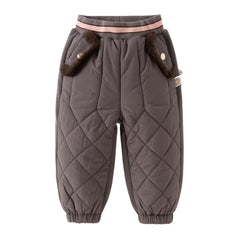 Dave&Bella Toddler Girls Sweet Black/Purple Outdoor Cozy Padded Loose Pants