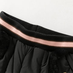 Dave&Bella Toddler Girls Sweet Black/Purple Outdoor Cozy Padded Loose Pants