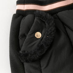 Dave&Bella Toddler Girls Sweet Black/Purple Outdoor Cozy Padded Loose Pants