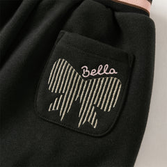 Dave&Bella Toddler Girls Sweet Black/Purple Outdoor Cozy Padded Loose Pants