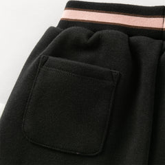 Dave&Bella Toddler Girls Sweet Black/Purple Outdoor Cozy Padded Loose Pants