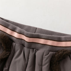 Dave&Bella Toddler Girls Sweet Black/Purple Outdoor Cozy Padded Loose Pants