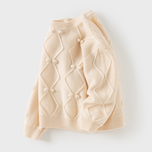 Dave&Bella Kids Girls/Boys Casual Apricot Versatile Pullover Knit Sweaters Tops