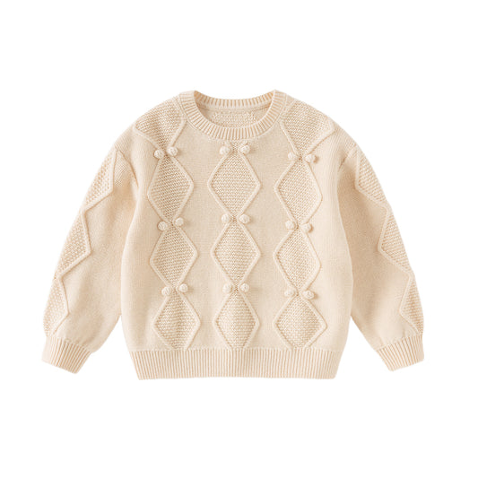 Dave&Bella Kids Girls/Boys Casual Apricot Versatile Pullover Knit Sweaters Tops