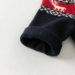 Dave&Bella Baby Boys Autumn Navy Blue Cotton Soft One-Pieces Romper