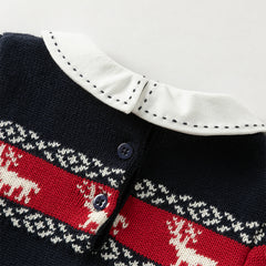 Dave&Bella Baby Boys Autumn Navy Blue Cotton Soft One-Pieces Romper