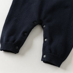 Dave&Bella Baby Boys Autumn Navy Blue Cotton Soft One-Pieces Romper