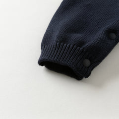 Dave&Bella Baby Boys Autumn Navy Blue Cotton Soft One-Pieces Romper