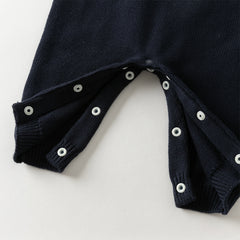 Dave&Bella Baby Boys Autumn Navy Blue Cotton Soft One-Pieces Romper
