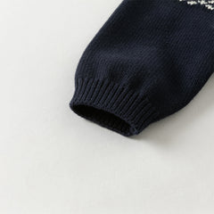 Dave&Bella Baby Boys Autumn Navy Blue Cotton Soft One-Pieces Romper