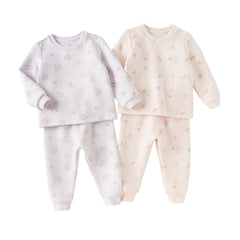 Dave&Bella Toddler Girls Winter Purple/Pink Cute Print Warm Round Collar Pajamas Sets