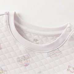 Dave&Bella Toddler Girls Winter Purple/Pink Cute Print Warm Round Collar Pajamas Sets