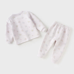 Dave&Bella Toddler Girls Winter Purple/Pink Cute Print Warm Round Collar Pajamas Sets