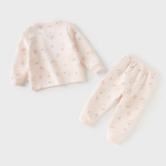 Dave&Bella Toddler Girls Winter Purple/Pink Cute Print Warm Round Collar Pajamas Sets
