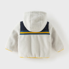 Dave&Bella Toddler Boys Grey Outwear Hooded Long-sleeved Fleece Padded Cozy Coats