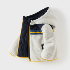 Dave&Bella Toddler Boys Grey Outwear Hooded Long-sleeved Fleece Padded Cozy Coats