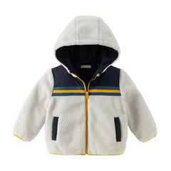 Dave&Bella Toddler Boys Grey Outwear Hooded Long-sleeved Fleece Padded Cozy Coats