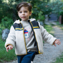 Dave&Bella Toddler Boys Grey Outwear Hooded Long-sleeved Fleece Padded Cozy Coats