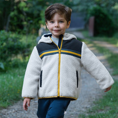 Dave&Bella Toddler Boys Grey Outwear Hooded Long-sleeved Fleece Padded Cozy Coats