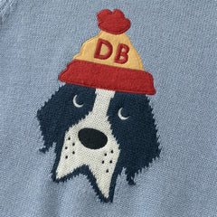 Dave&Bella Toddler Boys Winter Blue Puppy Print Comfortable Long-sleeved Sweaters Tops