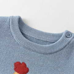 Dave&Bella Toddler Boys Winter Blue Puppy Print Comfortable Long-sleeved Sweaters Tops