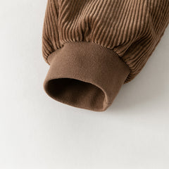 Dave&Bella Toddler Boys Winter Casual Coffee Brown Soft Plush-lined Drawstring Loose Pant