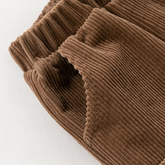 Dave&Bella Toddler Boys Winter Casual Coffee Brown Soft Plush-lined Drawstring Loose Pant
