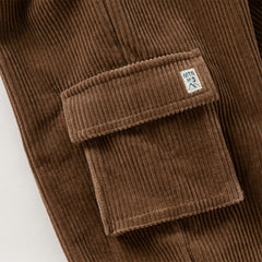 Dave&Bella Toddler Boys Winter Casual Coffee Brown Soft Plush-lined Drawstring Loose Pant