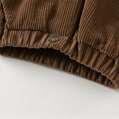 Dave&Bella Toddler Boys Winter Casual Coffee Brown Soft Plush-lined Drawstring Loose Pant