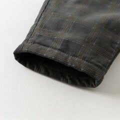 Dave&Bella Toddler Boys Winter Stylish Dark Grey Plaid Cozy Straight-leg Pants
