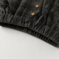 Dave&Bella Toddler Boys Winter Stylish Dark Grey Plaid Cozy Straight-leg Pants