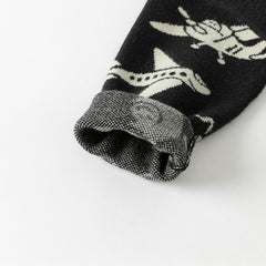 Dave&Bella Toddler Boys Black Soft Cartoon Print Sweaters