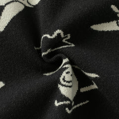 Dave&Bella Toddler Boys Black Soft Cartoon Print Sweaters