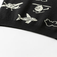 Dave&Bella Toddler Boys Black Soft Cartoon Print Sweaters