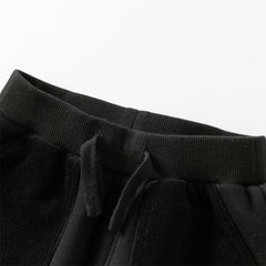 Dave&Bella Toddler Boys Black Adjustable-waistband Cozy Plush-lined Sweatpants
