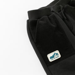 Dave&Bella Toddler Boys Black Adjustable-waistband Cozy Plush-lined Sweatpants