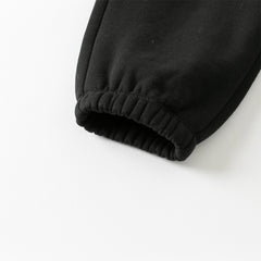 Dave&Bella Toddler Boys Black Adjustable-waistband Cozy Plush-lined Sweatpants