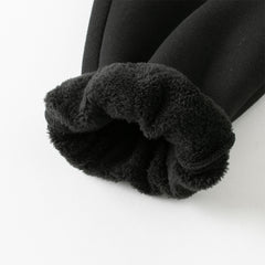 Dave&Bella Toddler Boys Black Adjustable-waistband Cozy Plush-lined Sweatpants