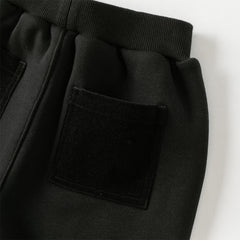 Dave&Bella Toddler Boys Black Adjustable-waistband Cozy Plush-lined Sweatpants