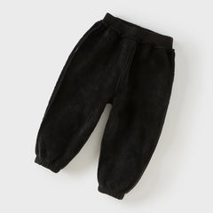 Dave&Bella Toddler Boys Black Adjustable-waistband Cozy Plush-lined Sweatpants