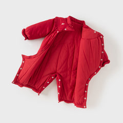 Dave&Bella Baby Girls Winter Chinese-style Red/Pink Warm Padded Rompers