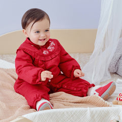 Dave&Bella Baby Girls Winter Chinese-style Red/Pink Warm Padded Rompers