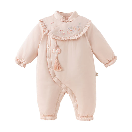 Dave&Bella Baby Girls Winter Chinese-style Red/Pink Warm Padded Rompers